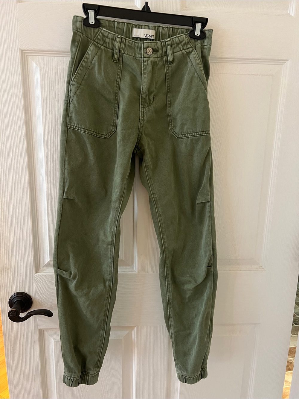 Vervet Olive Utility Cargo Joggers for Women